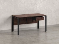 Стол прямой, подвесная тумба, ЛДСП экран, П-опора 1600x800x750 RM030-16x8 Дуб Апрельский шоколад/Черный