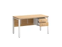 Стол прямой, подвесная тумба, ЛДСП экран, П-опора 2000x800x750 RM031-20x8 Вяз Швейцарский светлый/Белый