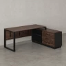 Стол прямой с тумбой R, ЛДСП экран, О-опора 1800x600x750 RM012R-18x6 Дуб Апрельский шоколад/Черный
