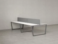 Бенч-система, 4 рабочих места, на U-образных опорах, 2 тканевых экранов 2400x1200x750 RM173-3-12x12 Белый/Серый