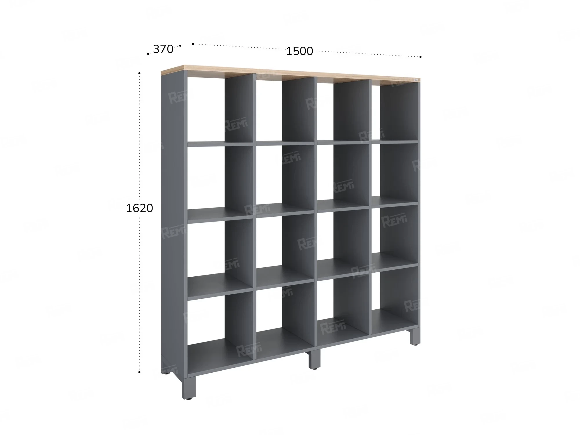 Стеллаж, 16 ячеек 1500х370х1620 RM140-15x37 Вяз Швейцарский светлый/Серый