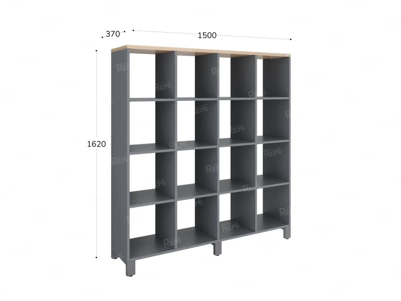 Стеллаж, 16 ячеек 1500х370х1620 RM140-15x37 Вяз Швейцарский светлый/Серый