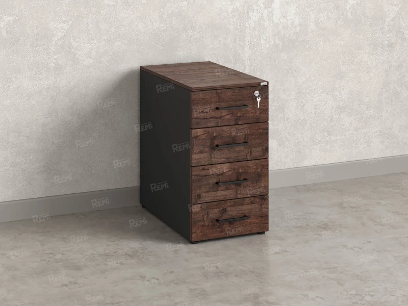 Тумба приставная, 4 ящика 400x800x750 RM121-40x80 Дуб Апрельский шоколад/Черный