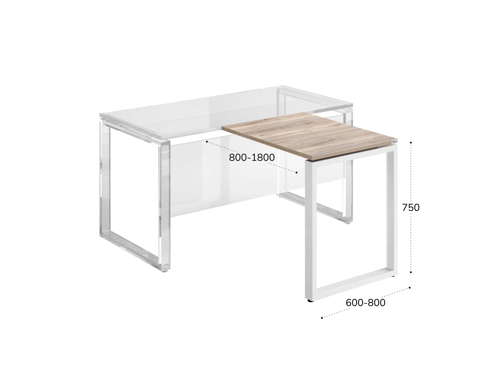 Брифинг прямой, с парящей столешнецей, на П-образном каркасе 1700x700x750 RM070-17x7 Дуб Маувелла/Белый