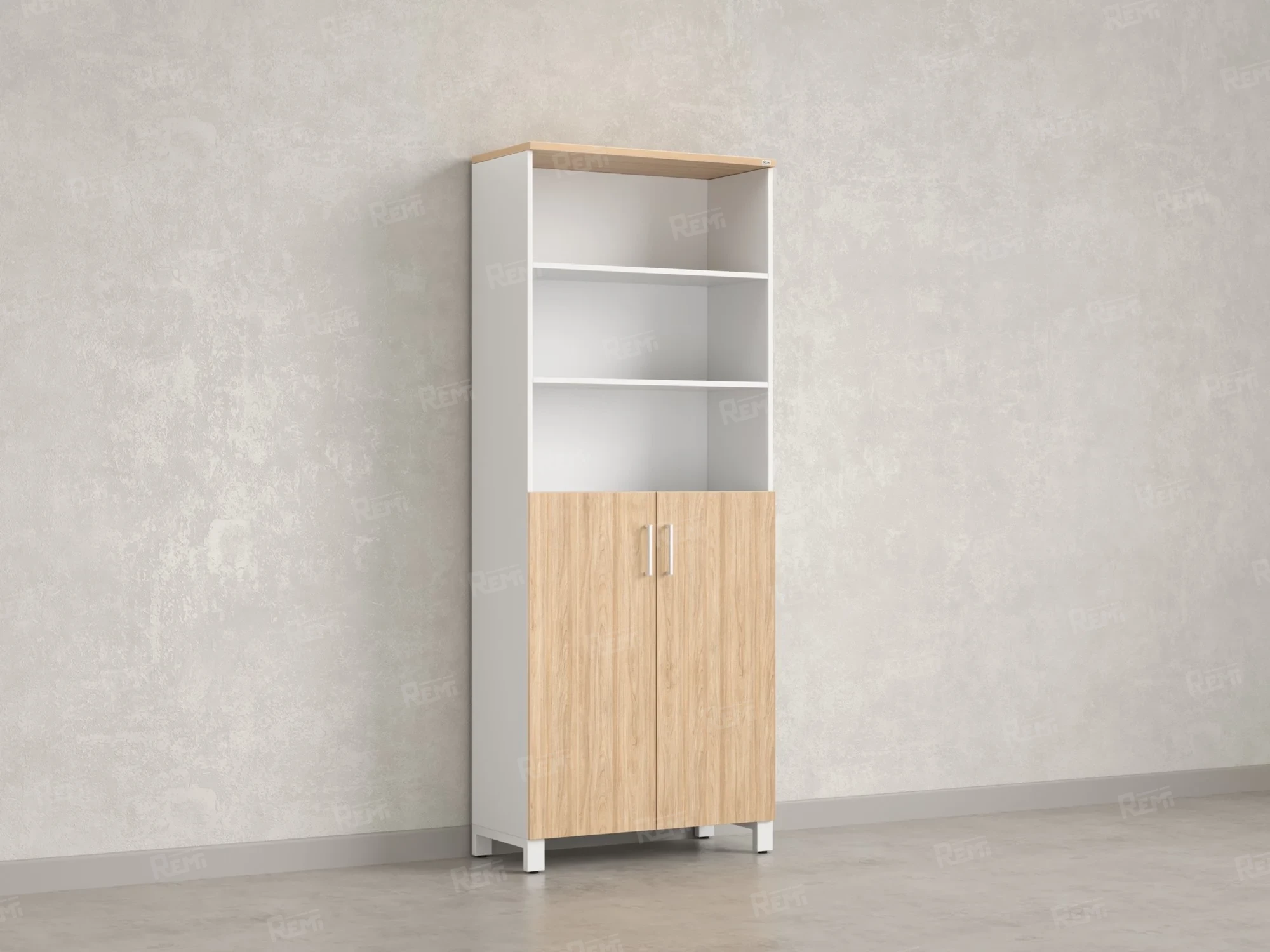 Шкаф комбинированный, 6 уровней 900x420x2200 RM154-90x41 Вяз Швейцарский светлый/Белый