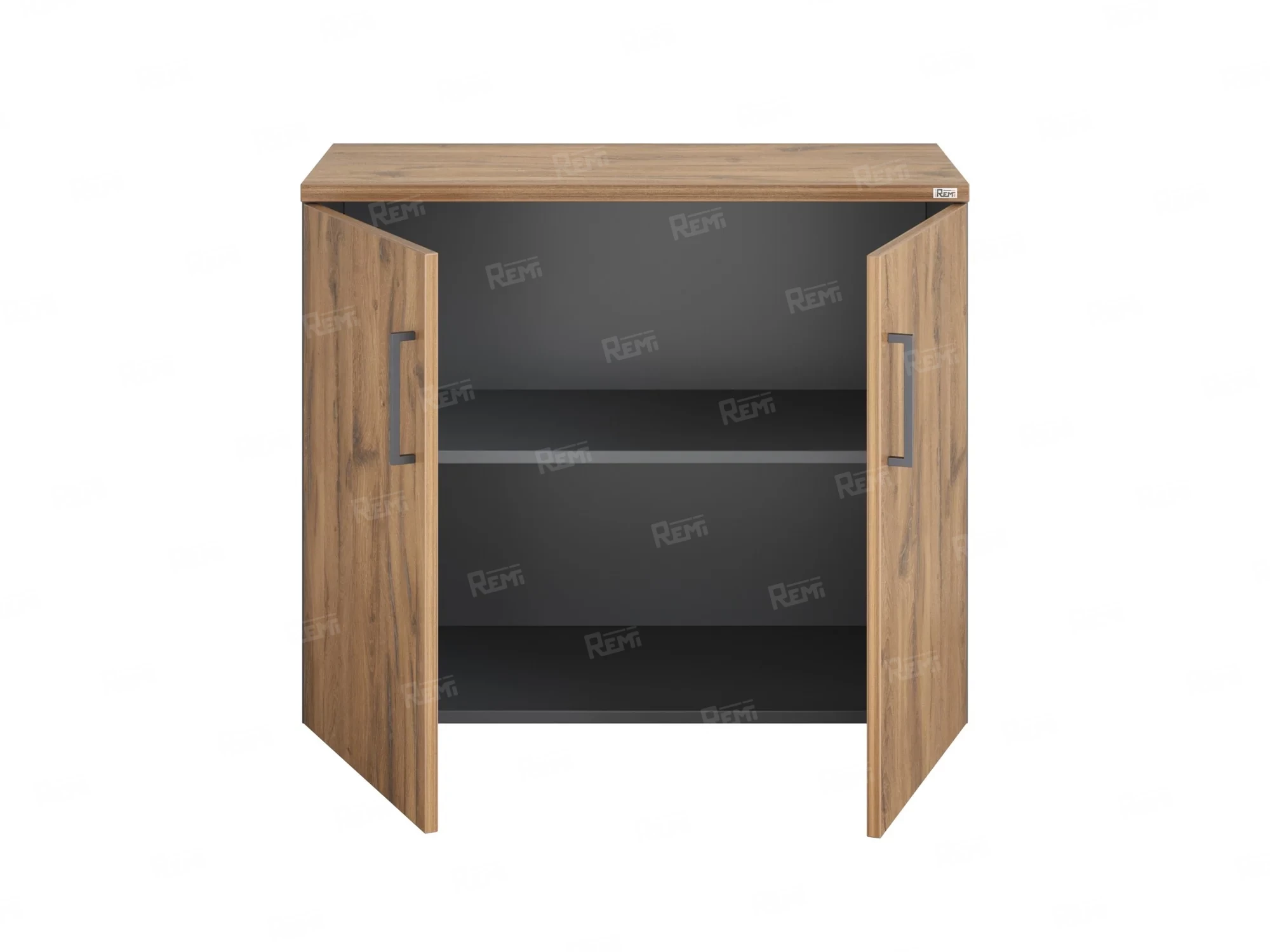 Шкаф низкий распашной, регулируемые опоры, 2 уровня 900x420x750 RM148-90x42 Дуб Юстус/Серый