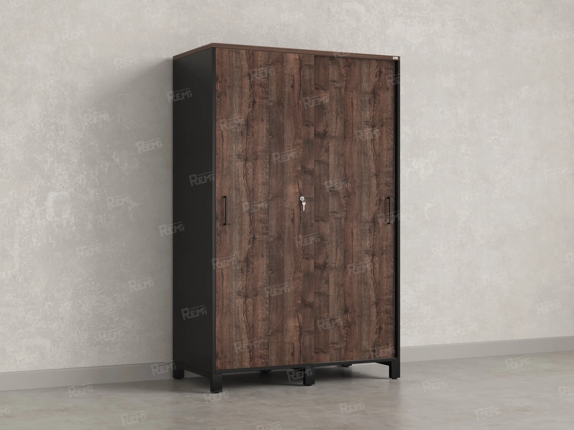 Шкаф-купе, штанга, 1 полка 1200x600x1900 RM163-90x60 Дуб Апрельский шоколад/Черный