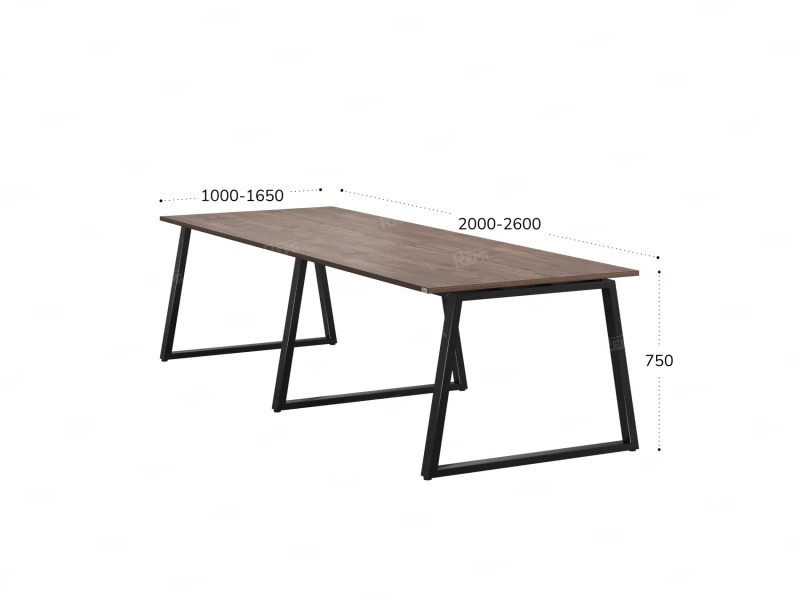Cтол для переговоров, на A-обазном каркасе 2500x1450x750 RM083-250x145 Дуб Апрельский шоколад/Черный