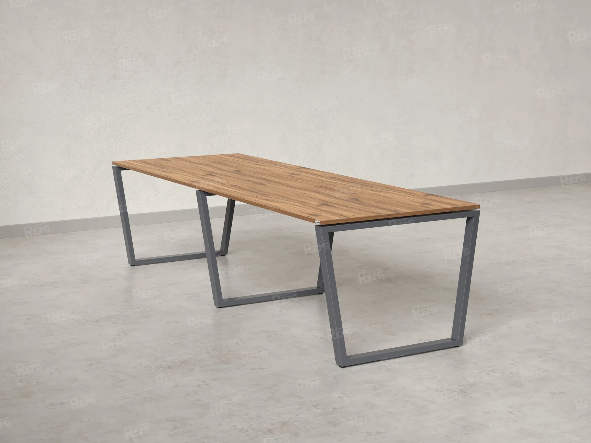 Cтол для переговоров, на V-обазном каркасе 2200x1400x750 RM082-220x140 Дуб Юстус/Серый