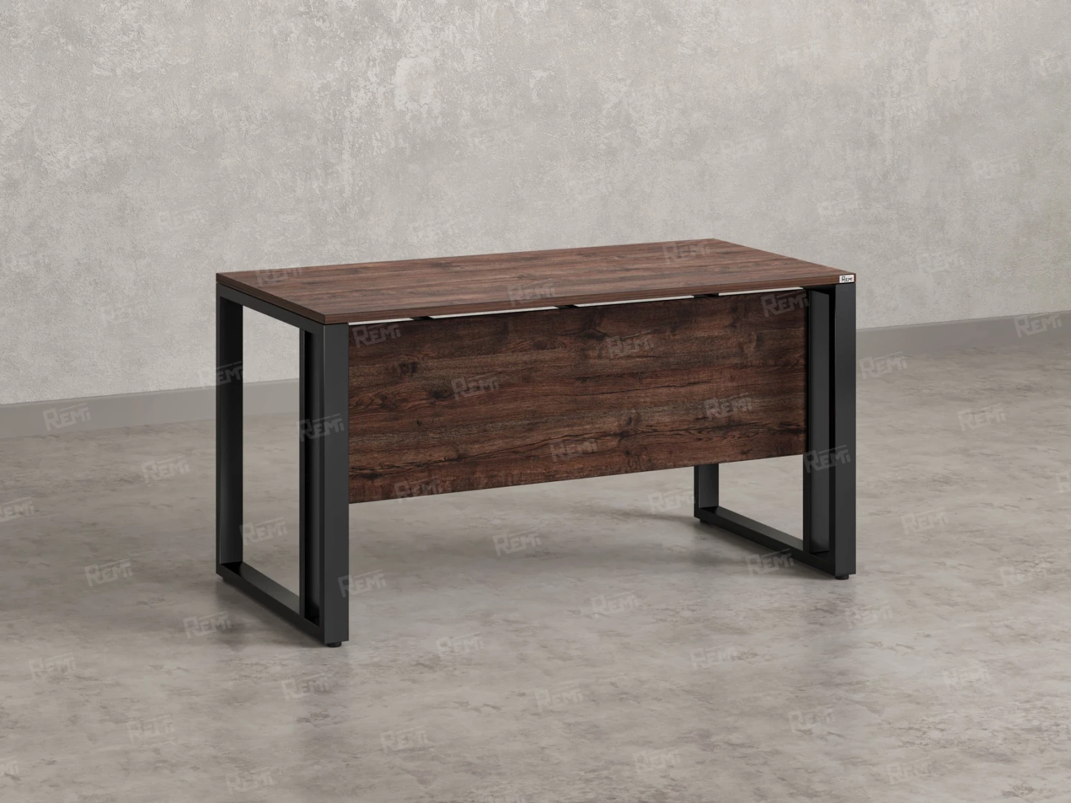 Стол прямой на О-образных опорах с экраном ЛДСП 1600x700x750 RM041-16x7 Дуб Апрельский шоколад/Черный