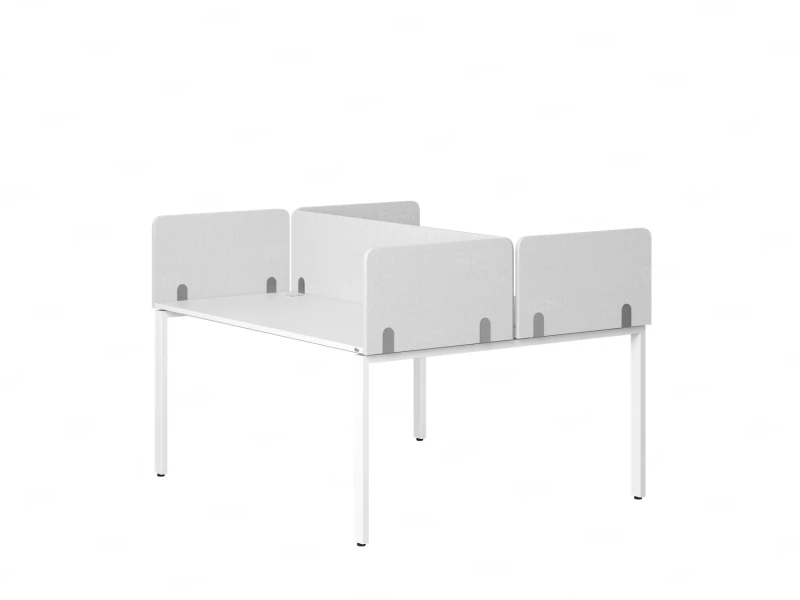 Бенч-система, 2 рабочих места, на П-образных опорах, 5 тканевых экрана 1800x1400x750 RM165-3-18x14 Белый/Белый