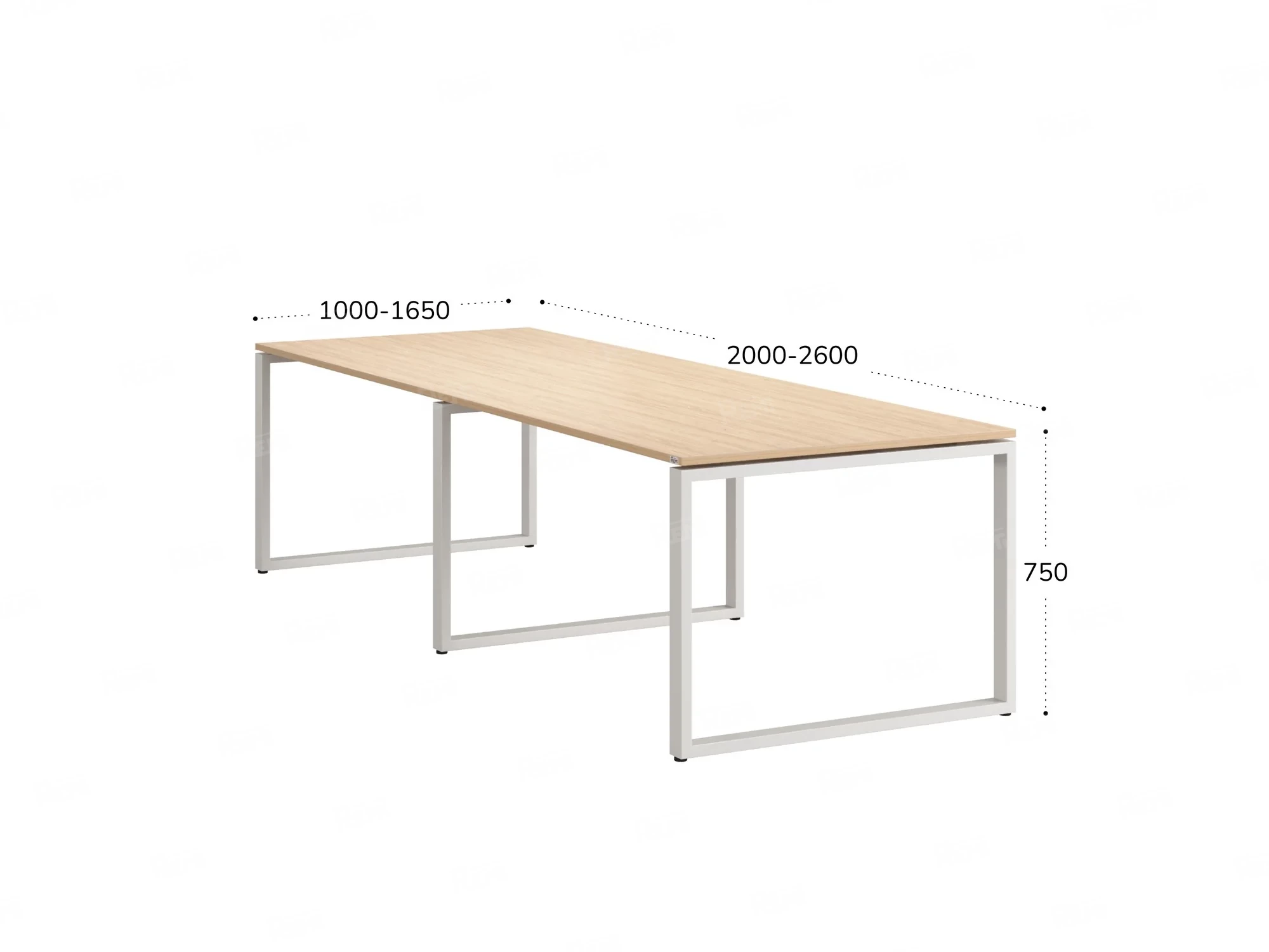 Cтол для переговоров, на О-обазном каркасе 2500x1200x750 RM081-250x120 Вяз Швейцарский светлый/Белый