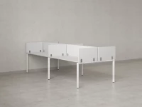 Бенч-система, 4 рабочих места, на П-образных опорах, 8 ЛДСП экранов 1200x1200x750 RM166-2-12x12 Белый/Белый