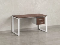 Стол прямой с подвесной тумбой 2 ящика, О-опора 1800x800x750 RM037-18x8 Дуб Апрельский шоколад/Белый