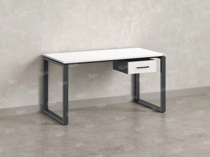 Стол прямой с подвесной тумбой, О-опора 1800x600x750 RM036-18x6 Белый/Серый