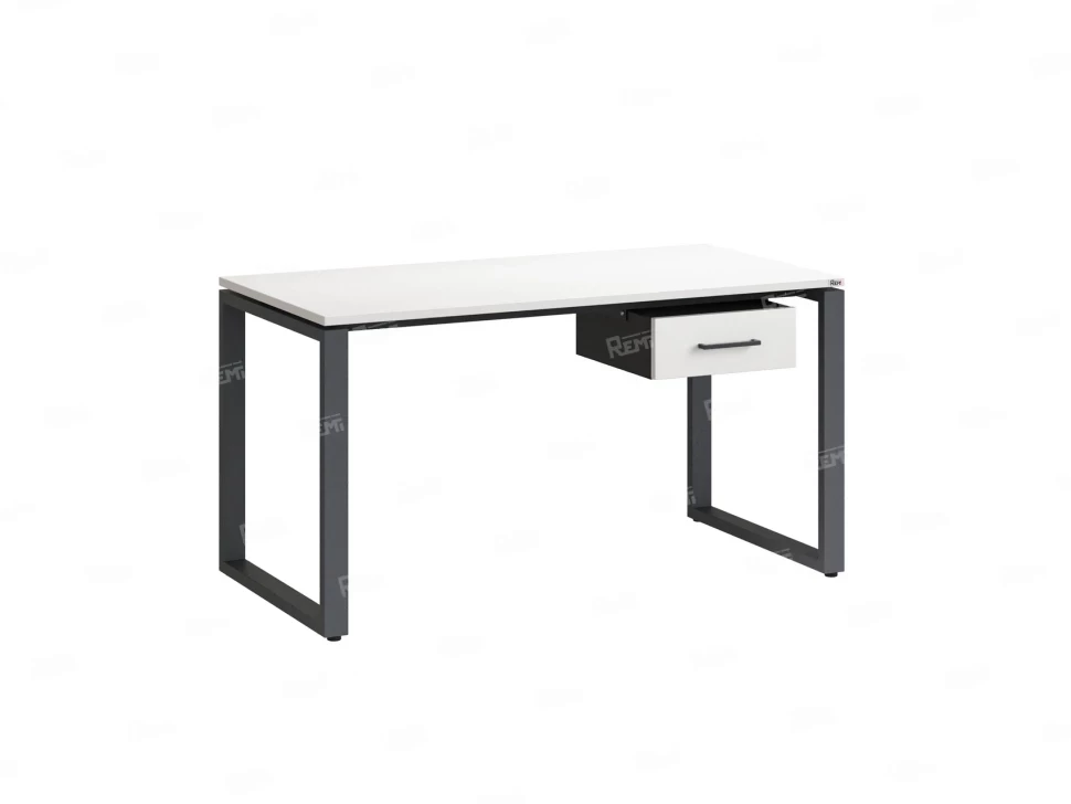 Стол прямой с подвесной тумбой, О-опора 1800x600x750 RM036-18x6 Белый/Серый