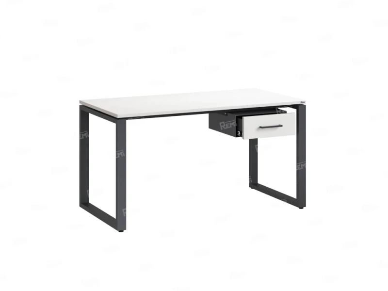 Стол прямой с подвесной тумбой, О-опора 1800x600x750 RM036-18x6 Белый/Серый