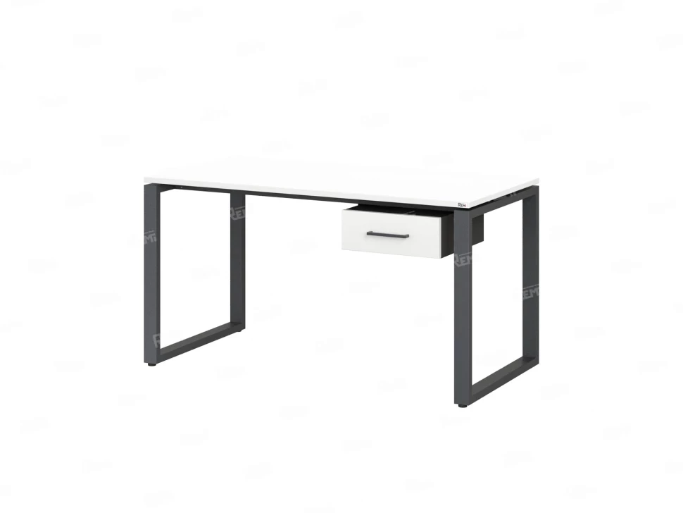 Стол прямой с подвесной тумбой, О-опора 1800x600x750 RM036-18x6 Белый/Серый