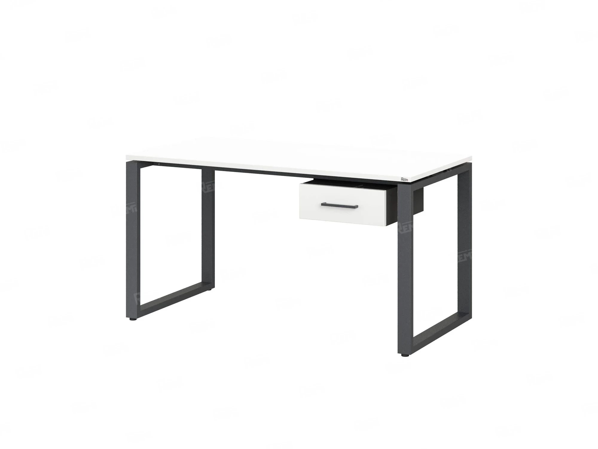 Стол прямой с подвесной тумбой, О-опора 1800x600x750 RM036-18x6 Белый/Серый