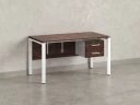 Стол прямой, подвесная тумба, ЛДСП экран, П-опора 1800x600x750 RM031-18x6 Дуб Апрельский шоколад/Белый