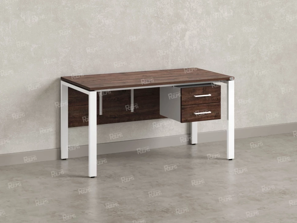 Стол прямой, подвесная тумба, ЛДСП экран, П-опора 1800x600x750 RM031-18x6 Дуб Апрельский шоколад/Белый