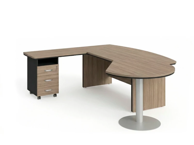 BRL RB073-255x200L Стол рук-ля L угловой с брифингом и тумбой 3 ящика 2550х2000х760 Шорвуд/Черный