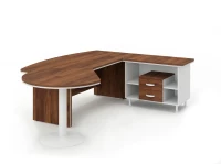 BRL RB072-215x200R Стол рук-ля R угл. с брифингом и тумбой 2 ящика 2150х2000х760 Орех Вармия/Белый