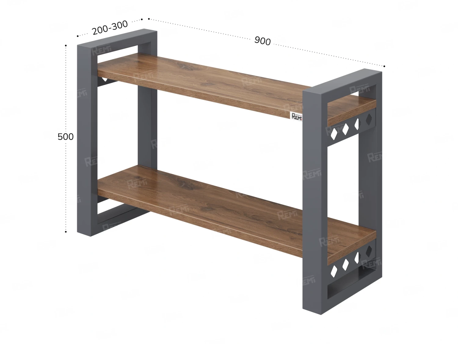 Полка настенная 900x200x500 RM194-90x20 Дуб Юстус/Серый