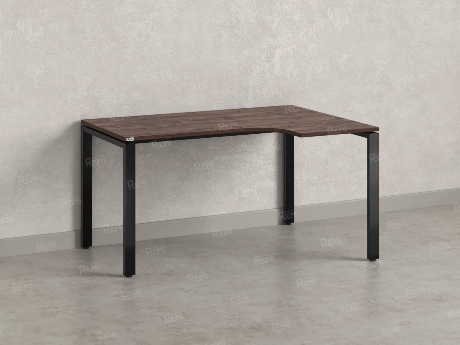 Стол угловой, П-опора, правый 1400x700/900x750, RM052-14x7-9 Дуб Апрельский шоколад/Черный