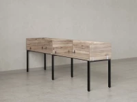 Бенч-система в 1 ряд, 2 рабочих места 5 ЛДСП экранов 2400x700x750 RM167-2-24x7 Дуб Маувелла/Черный