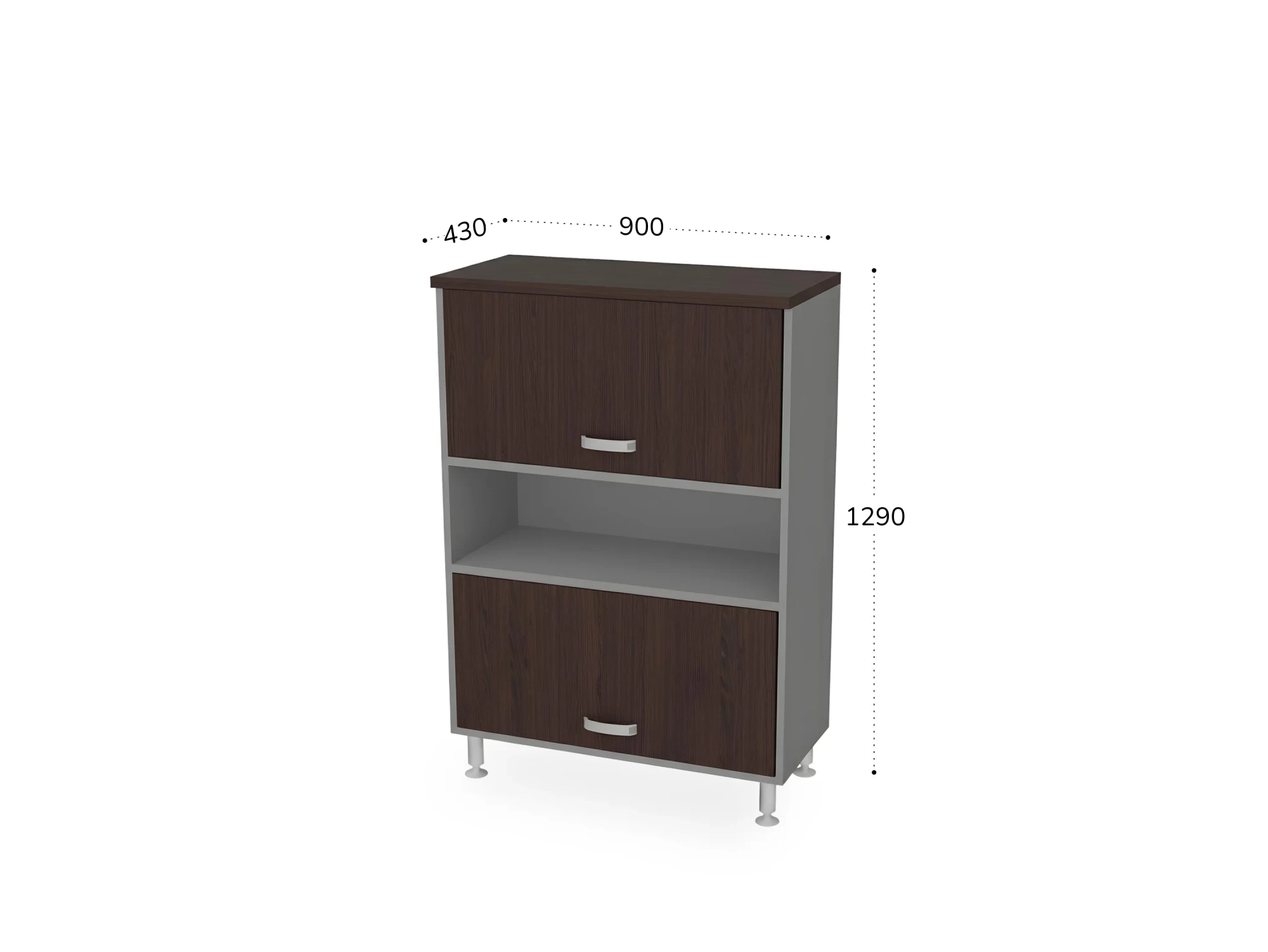 BRL RB055-90х43 Шкаф с двумя лифт-дверями 900х430х1290 Венге/Серый вулканический