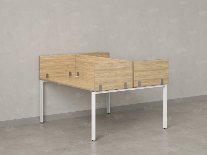 Бенч-система, 2 рабочих места, 5 ЛДСП экранов 1800x1600x750 RM165-4-18x16 Вяз Швейцарский светлый/Белый
