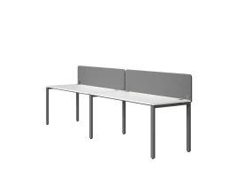 Бенч-система в 1 ряд, 2 рабочих места 2 тканевых экранов 2400x600x750 RM167-3-24x6 Белый/Серый
