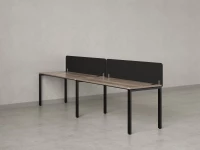 Бенч-система в 1 ряд, 2 рабочих места 2 тканевых экранов 3200x600x750 RM167-3-32x6 Дуб Маувелла/Черный