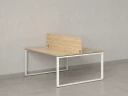 Бенч-система, 2 рабочих места, с одним экраном ЛДСП 1200x1400x750 RM169-2-12x14 Вяз Швейцарский светлый/Белый