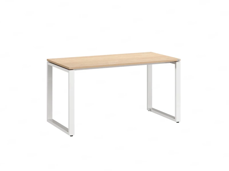 Стол прямой на O-образных опорах 1400x800x750 RM002-14x8 Вяз Швейцарский светлый/Белый