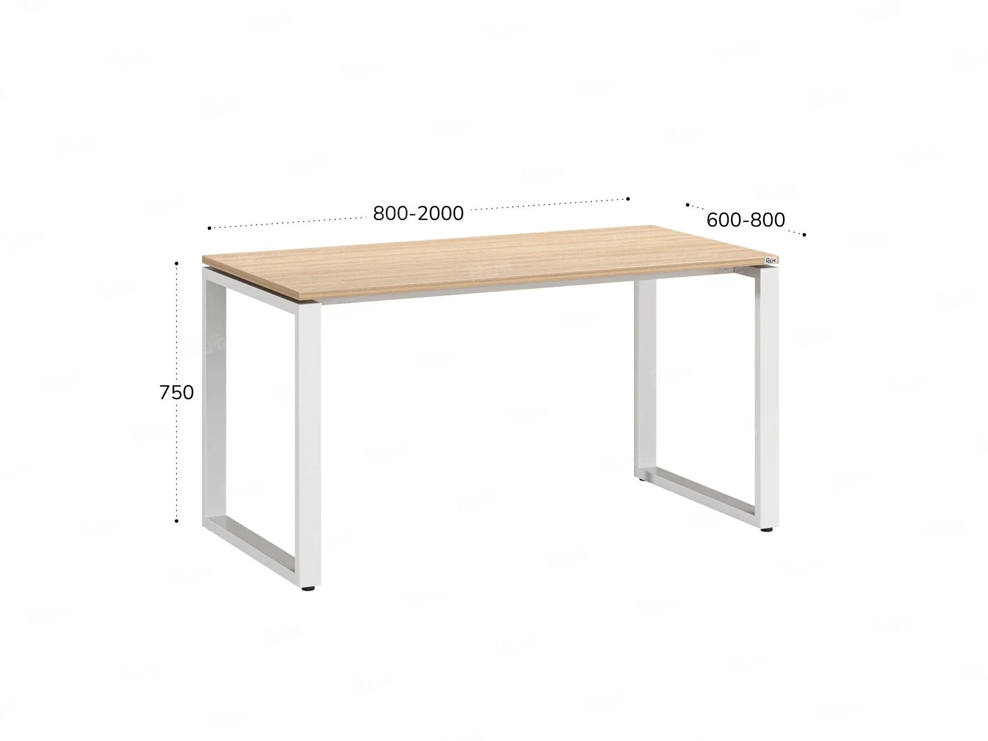 Стол прямой на O-образных опорах 1400x800x750 RM002-14x8 Вяз Швейцарский светлый/Белый