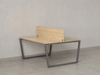 Бенч-система, 2 рабочих места, с одним экраном ЛДСП 1200x1400x750 RM172-2-12x14 Вяз Швейцарский светлый/Серый