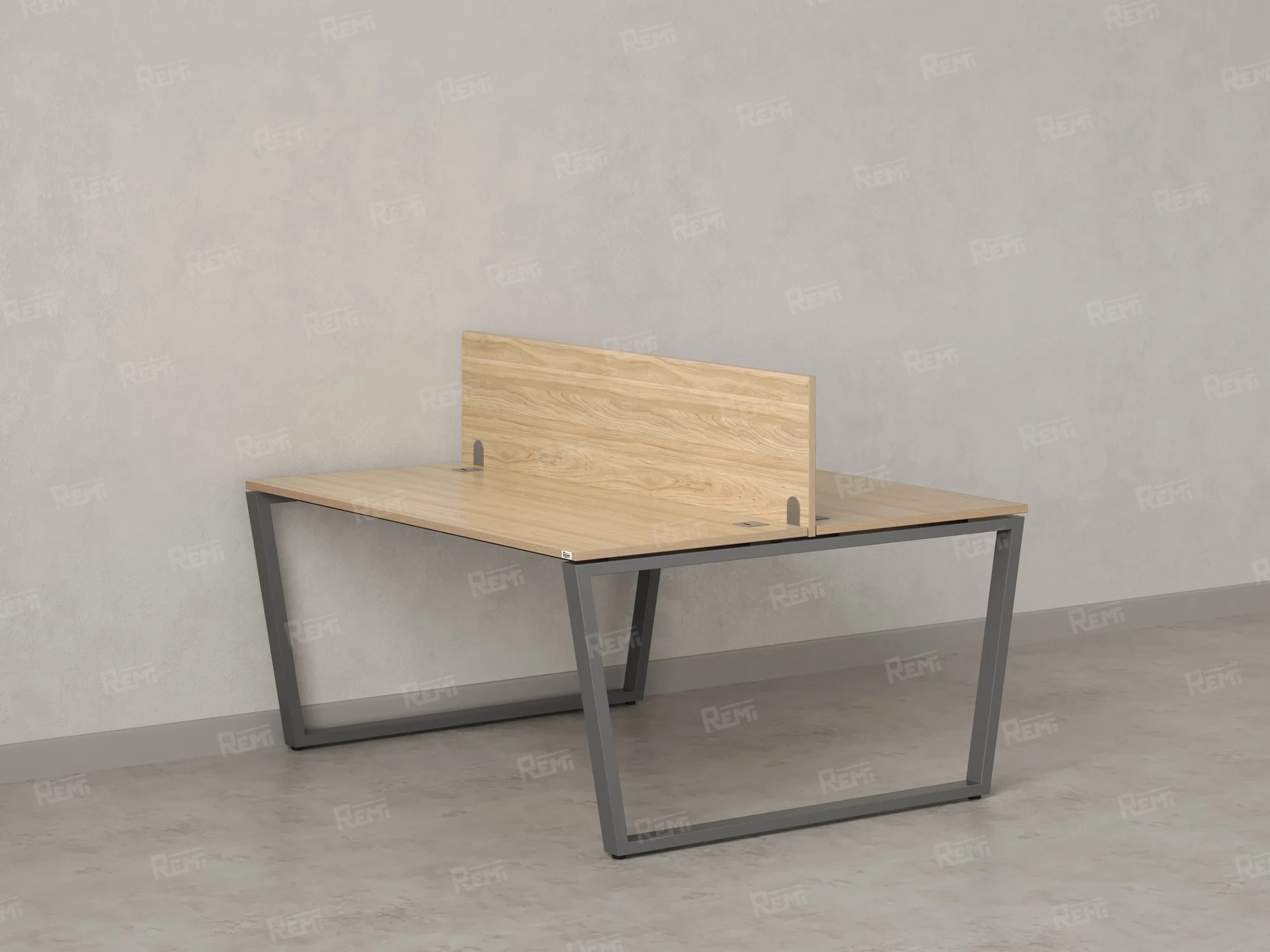 Бенч-система, 2 рабочих места, с одним экраном ЛДСП 1200x1400x750 RM172-2-12x14 Вяз Швейцарский светлый/Серый