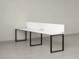 Бенч-система в 1 ряд, 2 рабочих места 2 ЛДСП экранов 2700x800x750 RM168-4-27x8 Белый/Черный