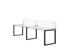 Бенч-система в 1 ряд, 2 рабочих места 2 ЛДСП экранов 2700x800x750 RM168-4-27x8 Белый/Черный