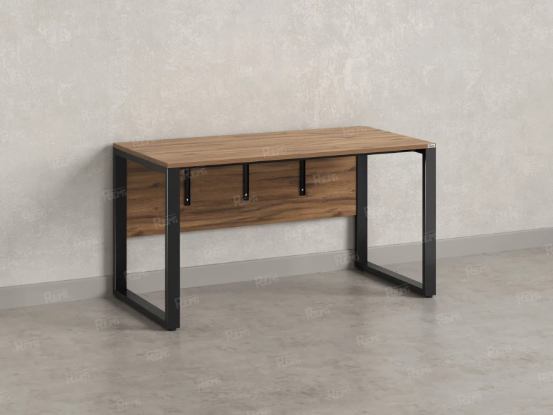 Стол прямой на О-образных опорах, экран ЛДСП 1600x800x750 RM006-16x8 Дуб Юстус/Черный