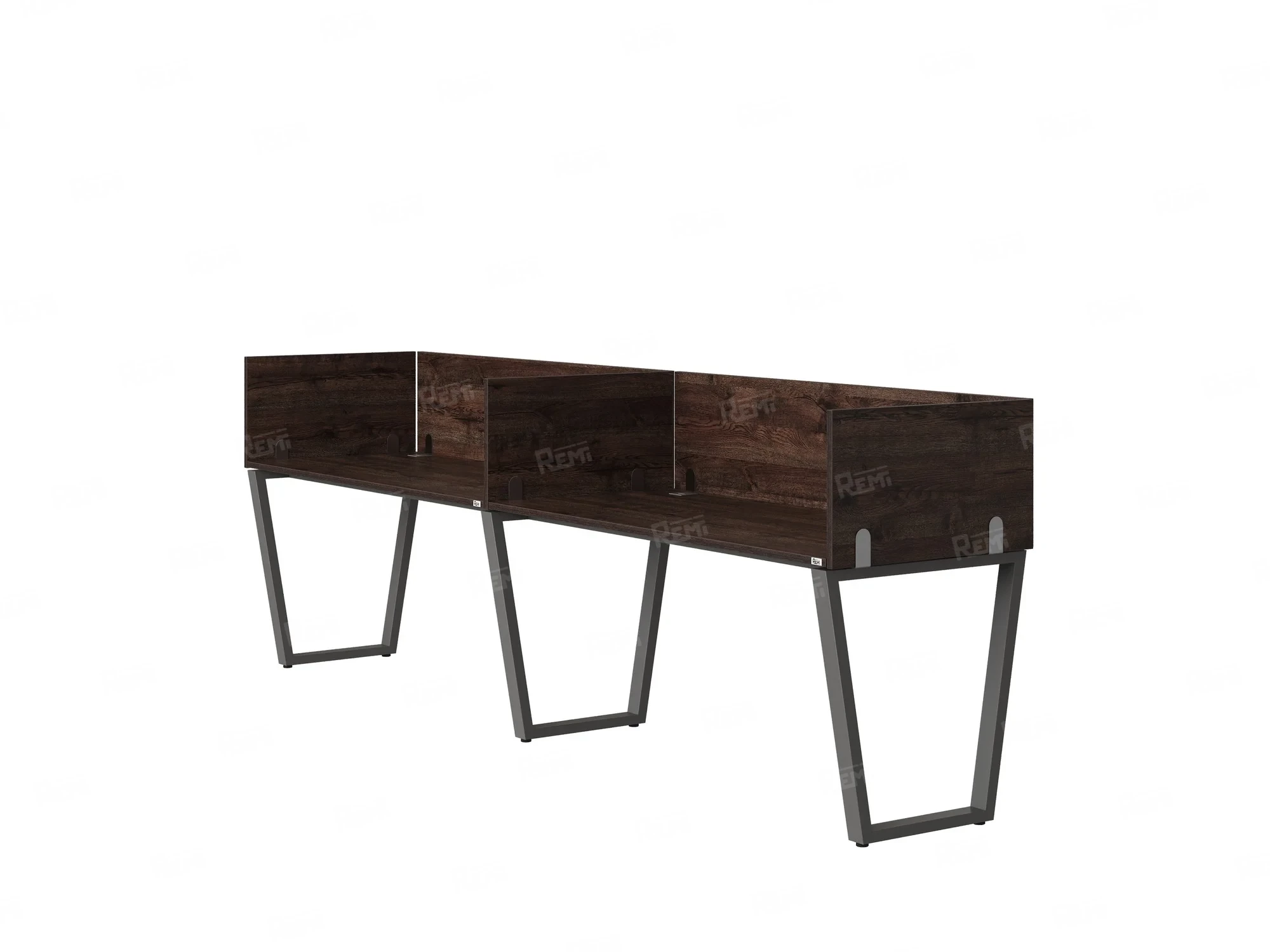 Бенч-система в 1 ряд, 2 рабочих места 5 ЛДСП экранов 3200x800x750 RM174-2-32x8 Дуб Апрельский шоколад/Серый