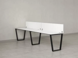 Бенч-система в 1 ряд, 2 рабочих места 2 ЛДСП экранов 2700x800x750 RM174-4-27x8 Белый/Черный