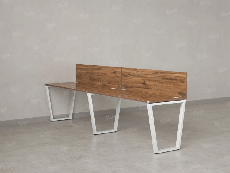 Бенч-система в 1 ряд, 2 рабочих места 2 ЛДСП экранов 3600x800x750 RM174-4-36x8 Дуб Юстус/Белый