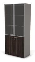 Шкаф, комби RAC076 прозрачное стекло, с замком 89,8x44,8x198,2см Дуб Термо/Серый камень, Серия Аккорд / Accord