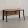 Стол прямой, Л-опора, экран ЛДСП,парящая стол-ца 1400x800x750 RM009-14x8 Дуб Юстус/Черный