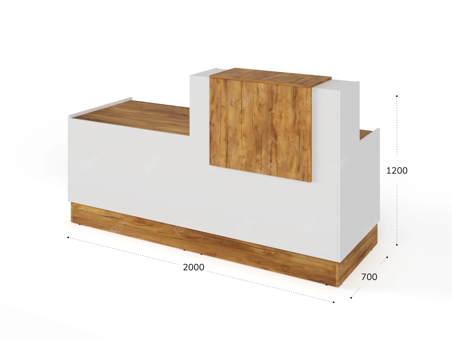 Стойка ресепшн 4-200 2000x700x1200 RTD090 Таксония медовая. Серия Тандем / Tandem. Серия Тандем / Tandem