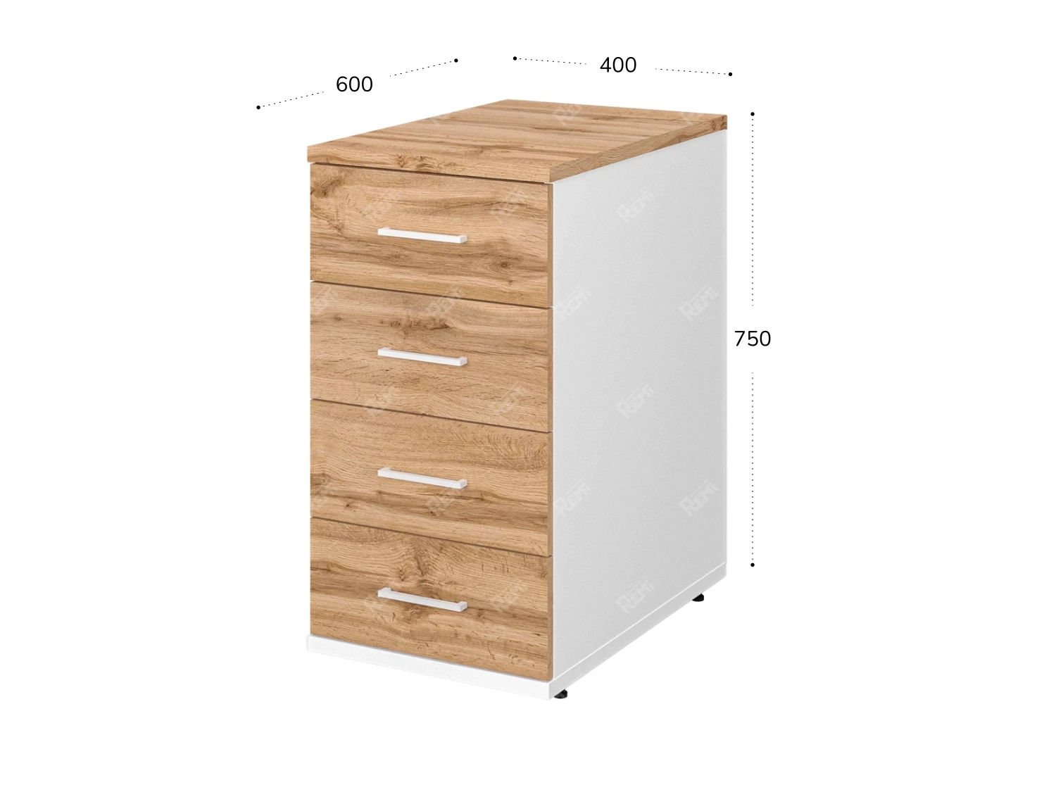 Тумба 4 ящика 400x600x750 RTD038 Вотан/Белый. Серия Тандем / Tandem. Серия Тандем / Tandem