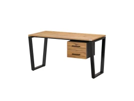 Стол прямой с подвесной тумбой 2 ящика, U-опора 2000x800x750 RM035-20x8 Дуб Юстус/Черный